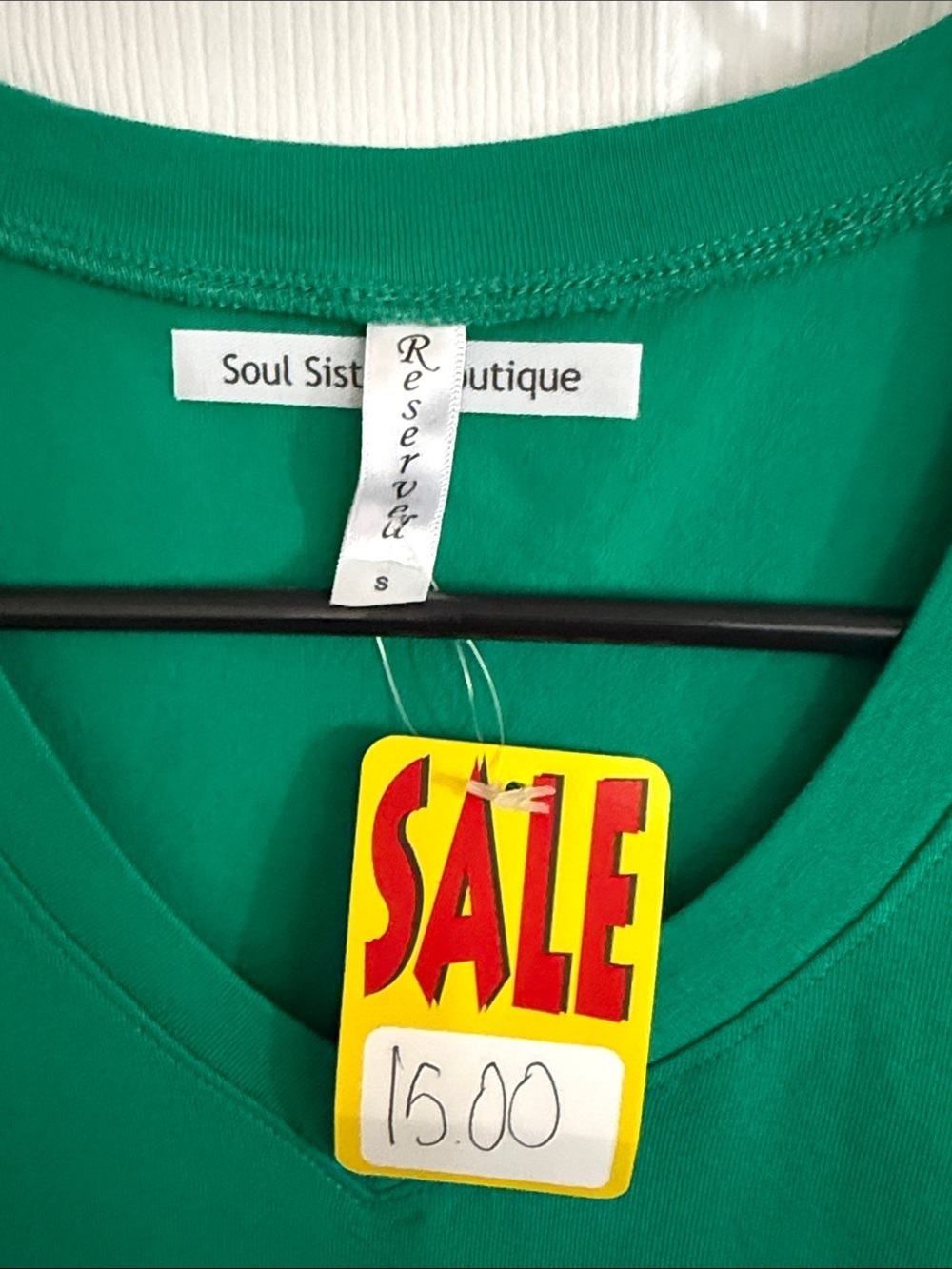 Reserved Green V-Neck Tee with Colorful Butterfly Graphic - Picture 2 of 4
